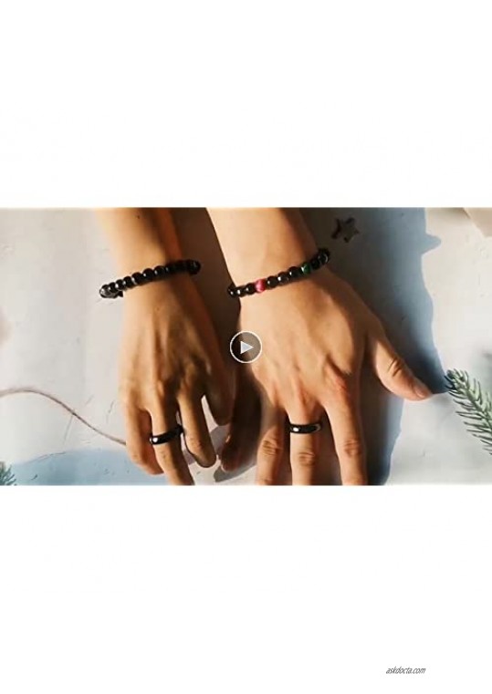 Hematite Rings for Women Men Triple Protection Bracelet for Protection Bring Luck and Prosperity Hematite Obsidian+Tiger's Eye Stone Bracelets…