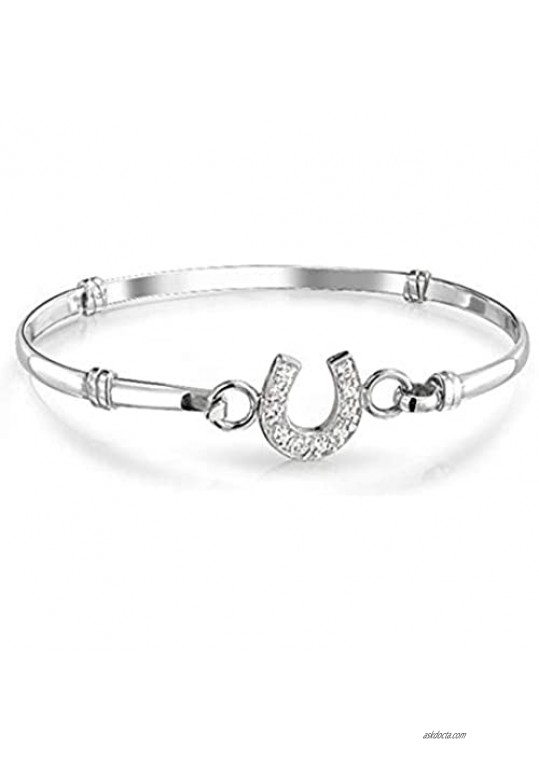 Infinite Memories Lucky Horse Shoe Rose Gold Handcuff Bracelet Cuff Bangle Gifts for Mom Grandma Women Girls
