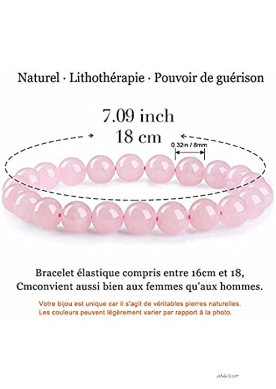 J.Fée Chakra Bracelet Semi-Precious Gemstone Bracelet 8mm Beaded Stretch Bracelet Natural Stone Bracelet for Women to Mother Day