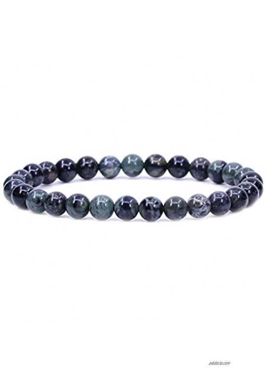 Keleny Gem Semi Precious Gemstones 6mm Round Beads Fashion Crystal Stretch Bracelet 7 Inch Unisex