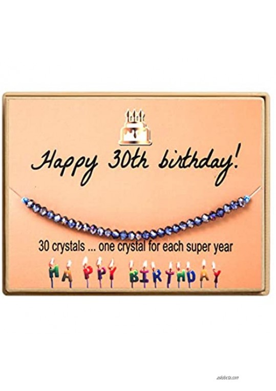 KGBNCIE Happy Birthday Gifts Bracelet Crystal Beads Bracelet Gift for Women Girls 11st 12th 13th 14th 15th 16th 17th 18th 19th 20th 21th 25th 30th