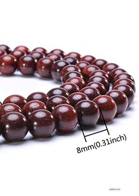 MOFRGO Unisex 108 Natural Wood 8mm Beads Bracelet for Meditation Buddhist Rosary Mala Necklace