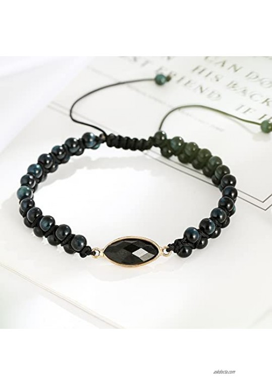 Multiple Semi Precious Gemstones Handmade Bead Braided Energy Healing Bracelets for Women