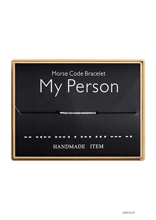 My Person Morse Code Bracelet Handmade Bead Adjustable String Bracelets Inspirational Jewelry for Women