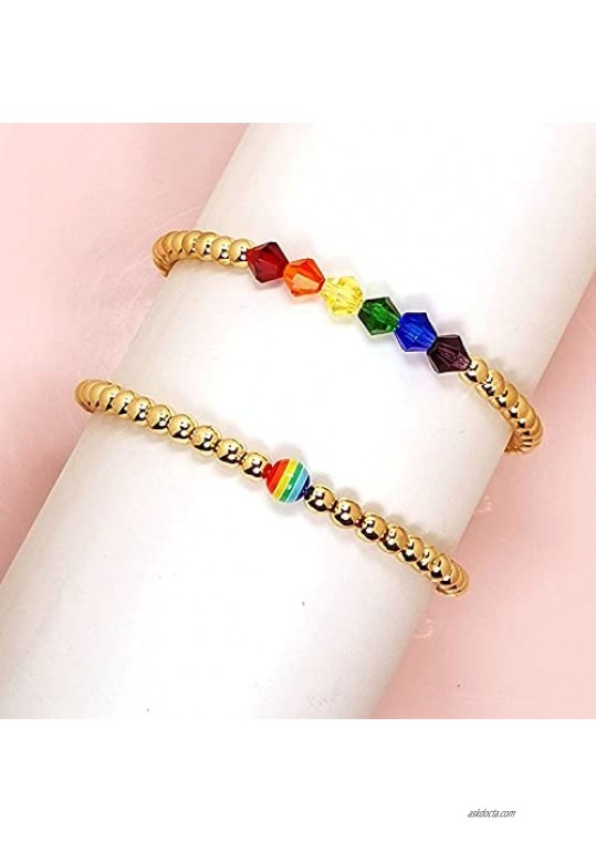 nylry Rainbow LGBT Pride Bracelet for Men Women 2PCS Adjustable Handmade Braided Friendship String Bracelet Rainbow Pride Bracelet for Gay&Lesbian