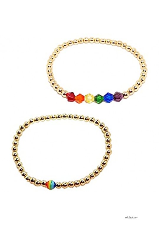 nylry Rainbow LGBT Pride Bracelet for Men Women 2PCS Adjustable Handmade Braided Friendship String Bracelet Rainbow Pride Bracelet for Gay&Lesbian