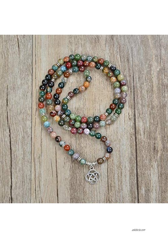 oasymala 108 Mala Meditation Beads Yoga Bracelet or Necklace with Celtic Knot Charm