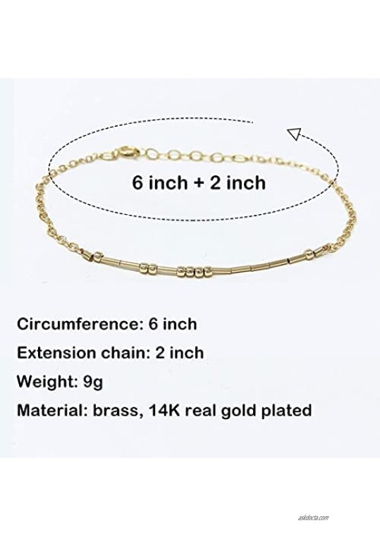 ORNAPEADIA Morse Code Bracelets For Women Gold Beaded Charm Initial Friendship Bracelet Jewelry Encouragement Gifts For Women Girls