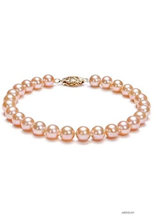 Pink 6-7mm AA Quality Freshwater Gold filled Cultured Pearl Bracelet For Women
