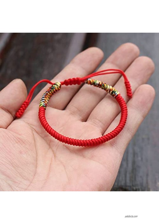 Rhdun 2 Pcs Handmade Black Red String Lucky Bracelets Men Women Tibetan Amulet Matching Bracelets Set for Couple Lover Friendship Protection Jewelry