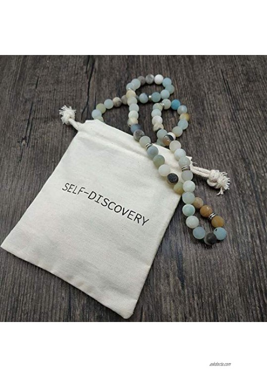 Self-Discovery Natural 108 Mala Beads Bracelet Necklace Meditation Jewelry with Yoga Charm