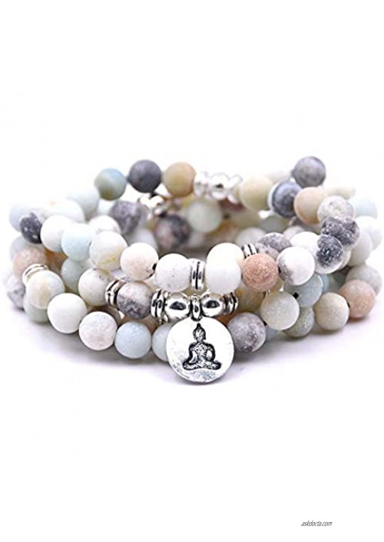 Self-Discovery Natural 108 Mala Beads Bracelet Necklace Meditation Jewelry with Yoga Charm