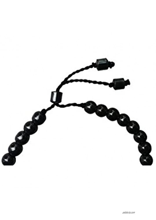 Small Tasbih Bracelet 33-Bead Hematite 6mm Round Beads w/Cylinder Lock and Stops Adjustable