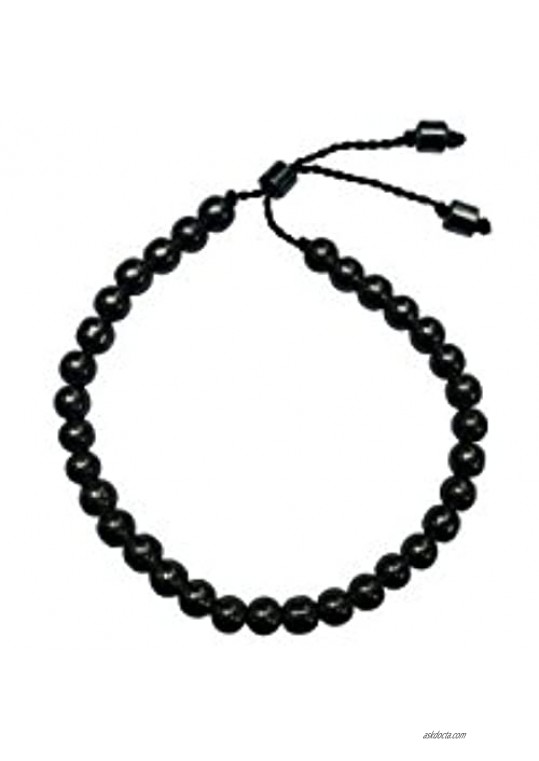 Small Tasbih Bracelet 33-Bead Hematite 6mm Round Beads w/Cylinder Lock and Stops Adjustable