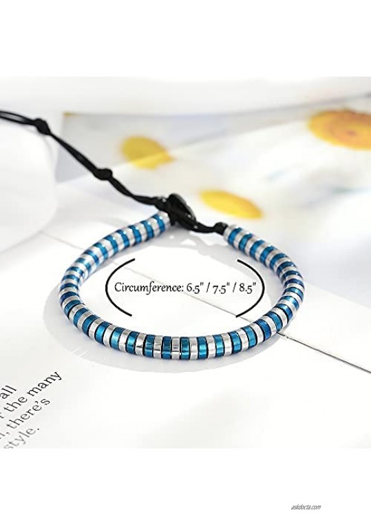 Women Men Hematite Healing Stone Bracelets Blue Silver Hematite Bead Energy Strand Bracelet Jewelry