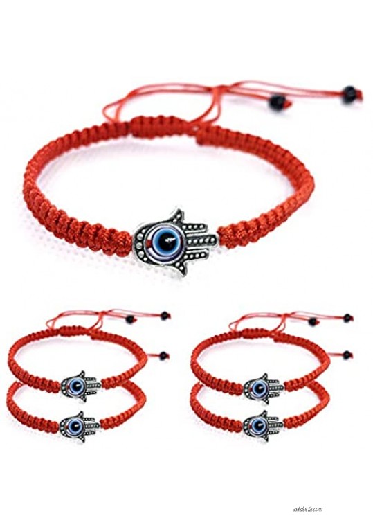 YWSTONE Evil Eye String Bracelets Set of 5 Handmade Lucky Black Hamsa Charm Braided Unisex Rope Bracelet for Women/Men Adjustable 5 pcs