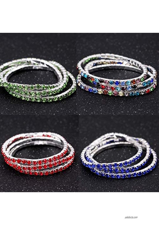 Zealmer Sparkle Multicolor Rhinestone Stackable Stretch Bracelets for Women