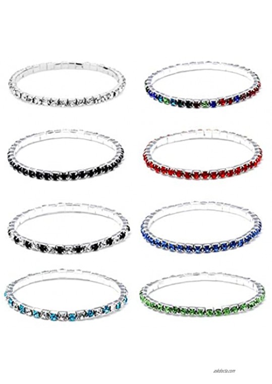 Zealmer Sparkle Multicolor Rhinestone Stackable Stretch Bracelets for Women